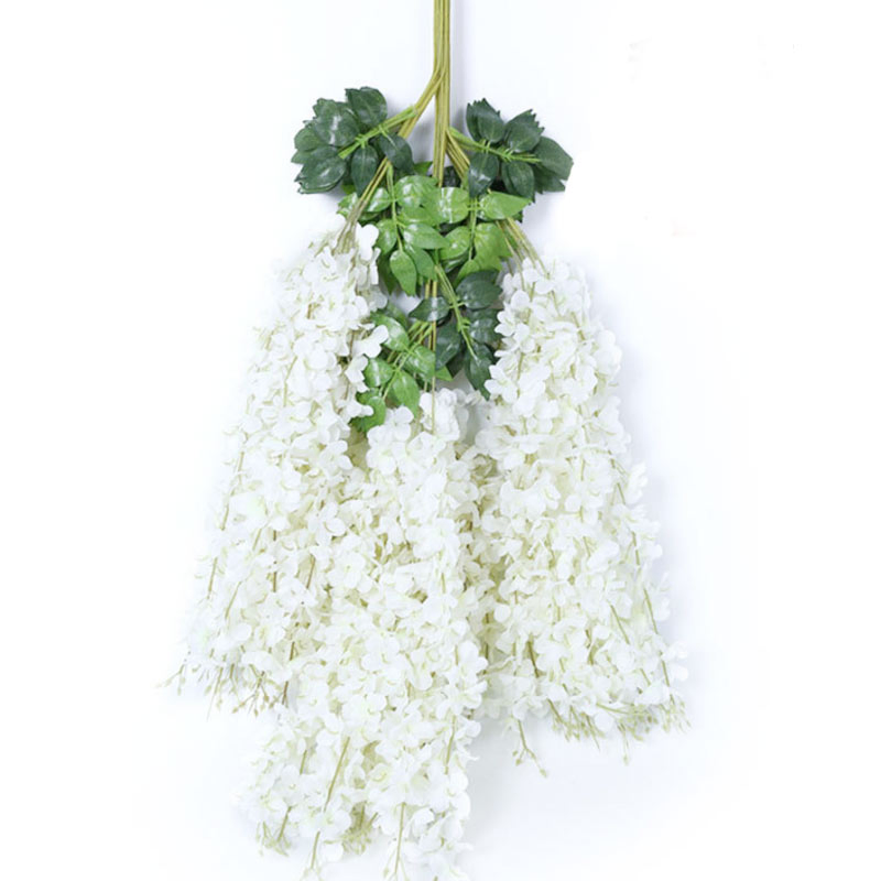 12 Pieces Wisteria Artificial Flower 45 Inch Bushy Silk Vine Ratta Hanging Garland Hanging for Wedding Party Garden Outdoor Greenery Office Wall Decoration