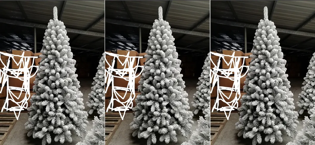 120cm 180cm 150cm Hooked Tree White Flocking Snow Hooked Christmas Tree