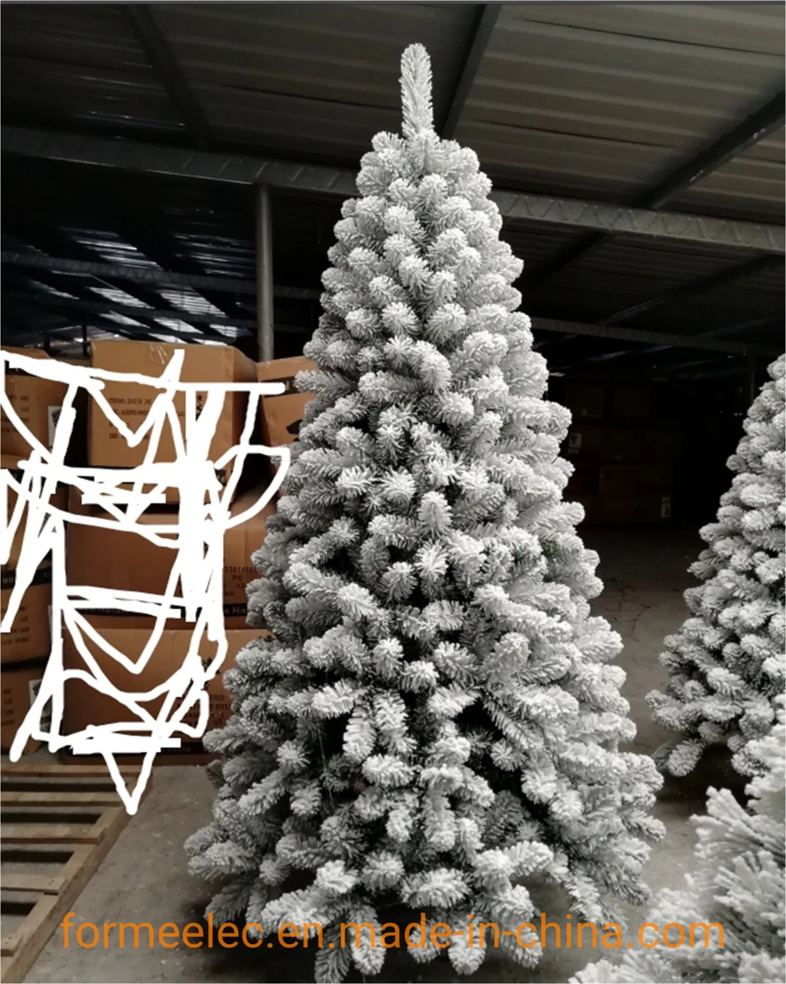 120cm 180cm 150cm Hooked Tree White Flocking Snow Hooked Christmas Tree