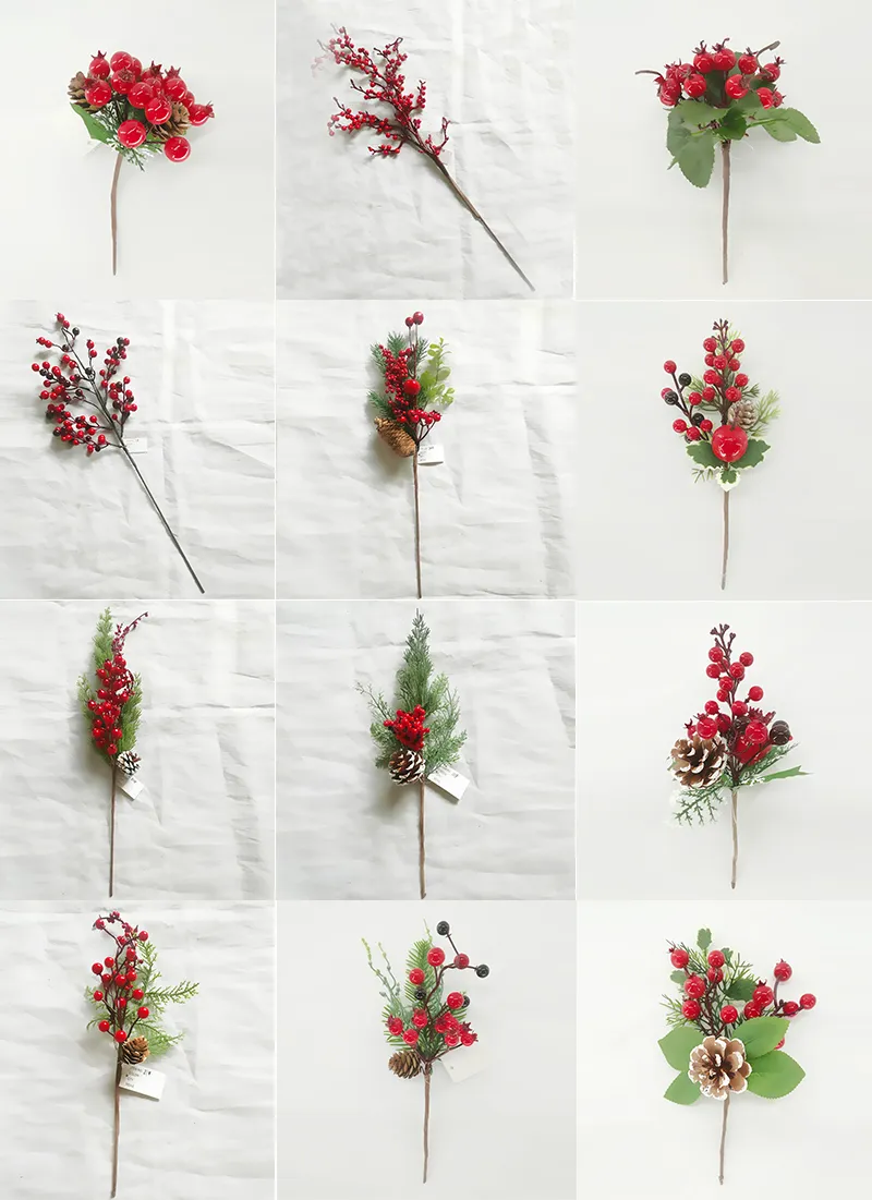 15cm Present Topper 3pk Christmas Decoration Gifts Simulation of Red Fruit Cuttings Christmas Tree Decor