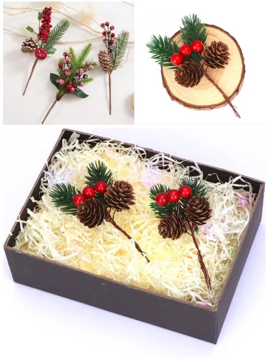 15cm Present Topper 3pk Christmas Decoration Gifts Simulation of Red Fruit Cuttings Christmas Tree Decor