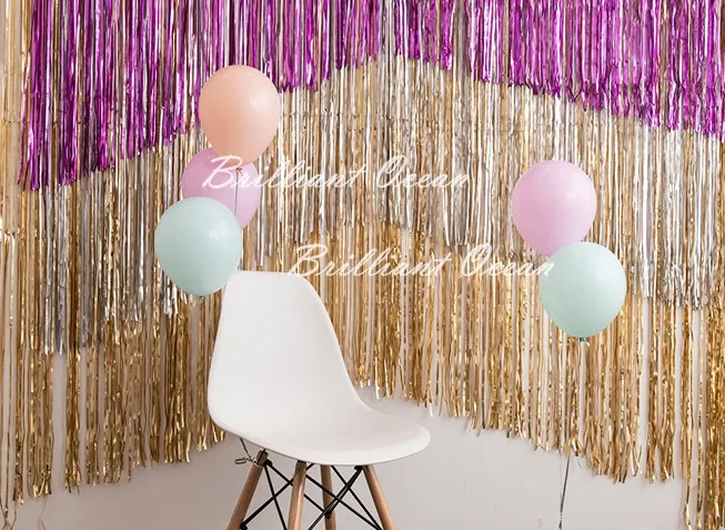 1mx2m Rose Tinsel String Foil Fringe Curtain Sparkly Shimmer Party Wedding Birthday Decoration