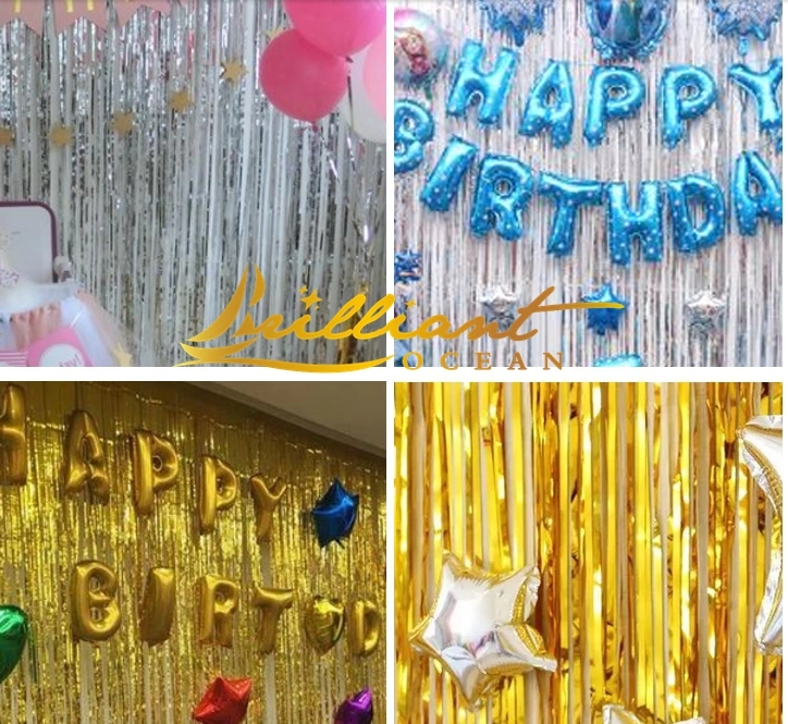 1mx2m Rose Tinsel String Foil Fringe Curtain Sparkly Shimmer Party Wedding Birthday Decoration
