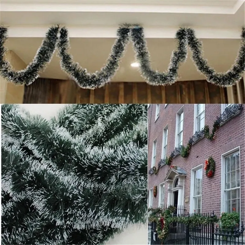 200cm Colorful Christmas Decoration Bar Tops Ribbon Garland Christmas Tree Ornaments White Dark Green Cane Tinsel Party Supplies