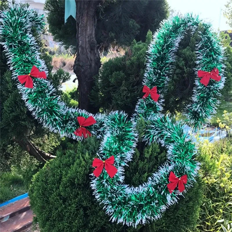 200cm Colorful Christmas Decoration Bar Tops Ribbon Garland Christmas Tree Ornaments White Dark Green Cane Tinsel Party Supplies
