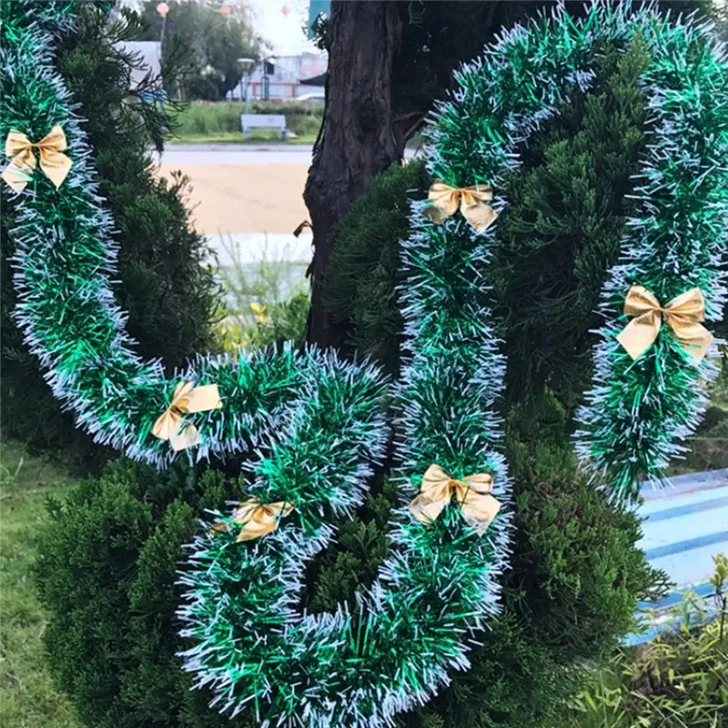200cm Colorful Christmas Decoration Bar Tops Ribbon Garland Christmas Tree Ornaments White Dark Green Cane Tinsel Party Supplies
