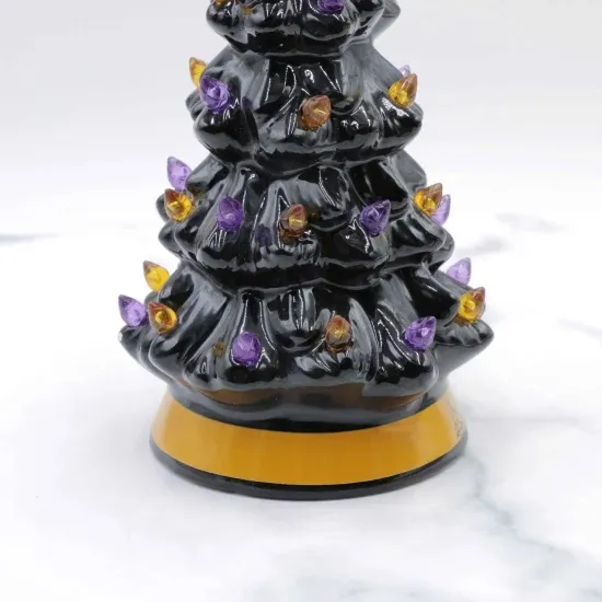 2021 New Christmas Decoration Hand-Painted Ceramic Hallowmas Home Decoration Gift with LED Light