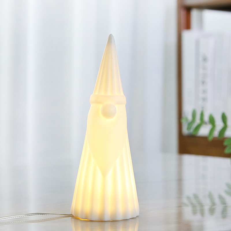 2021 Popular Porcelain Winter Holiday LED Light Ceramic Crafts Tabletop Christmas Gift Home Decor Decorations Terra-Cotta Pottery Red Vintage Santa Light