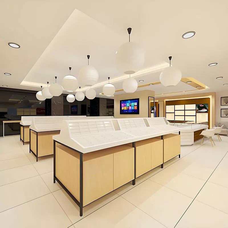How Can Natural Wood Grain Influence Light Refraction in an Optical Display on a Countertop