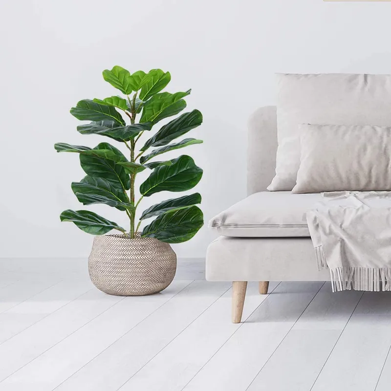 22" Artificial Mini Fiddle Leaf Fig Tree, Faux Tree Used for Home Office Decoration Artificial Plants Trees