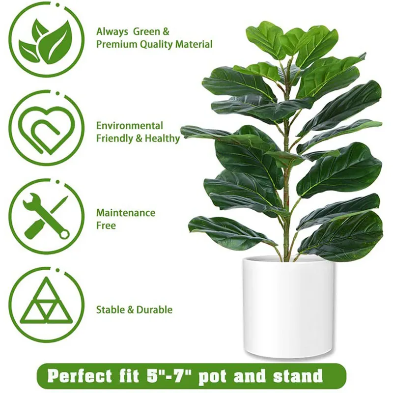 22" Artificial Mini Fiddle Leaf Fig Tree, Faux Tree Used for Home Office Decoration Artificial Plants Trees