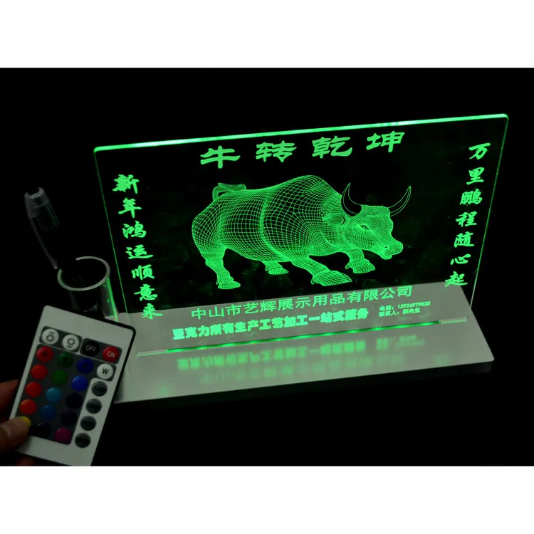 3D Night Lights Acrylic Transparent 3D Three-Dimensional Luminous Board Shining Colorful Fish Night Light 3D Business Gifts