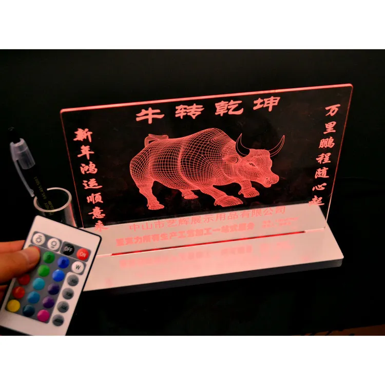 3D Night Lights Acrylic Transparent 3D Three-Dimensional Luminous Board Shining Colorful Fish Night Light 3D Business Gifts