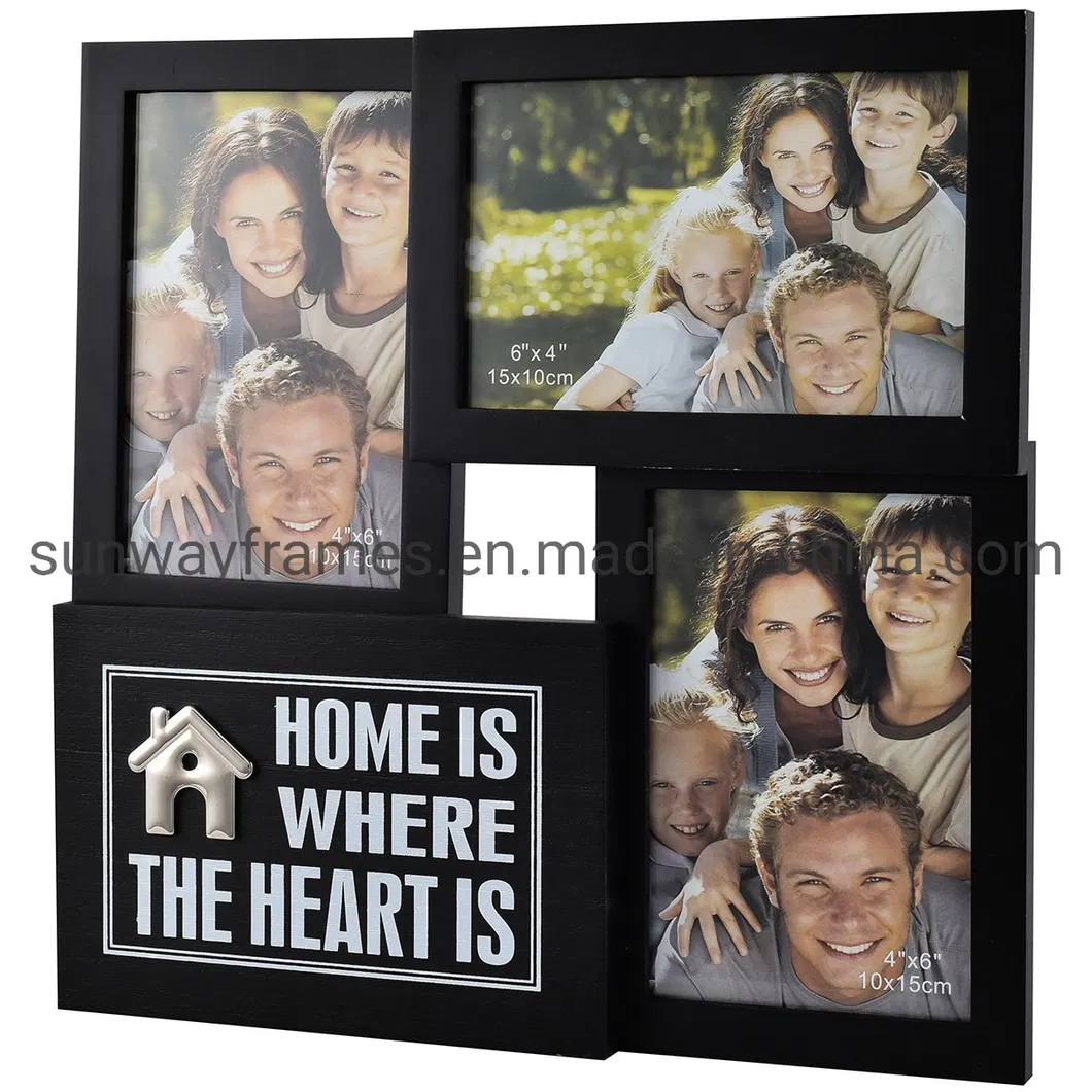 3X4"X6" MDF Family/Christing Collage Photo/Frame with Silkscreen Wood Plaque