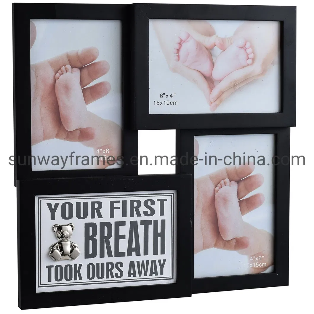 3X4"X6" MDF Family/Christing Collage Photo/Frame with Silkscreen Wood Plaque