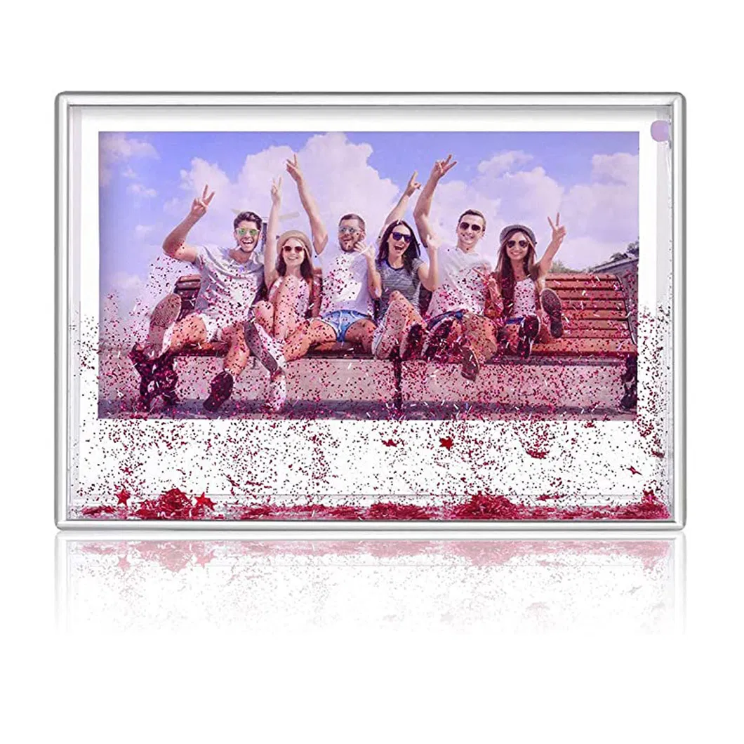 4X6 Inch China Manufactured Crystal Custom Plastic Funny Red Heart Glitter Photo Picture Frame