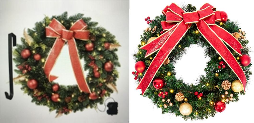60cm Christmas Wreaths with Pinecone Golden Balls Bow Tie Golden Fruits