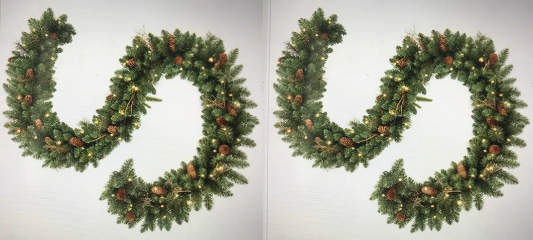 60cm Decorative Wreath Red Bow Golden Flower Balls Hawthorn Pine Cone Christmas Wreaths