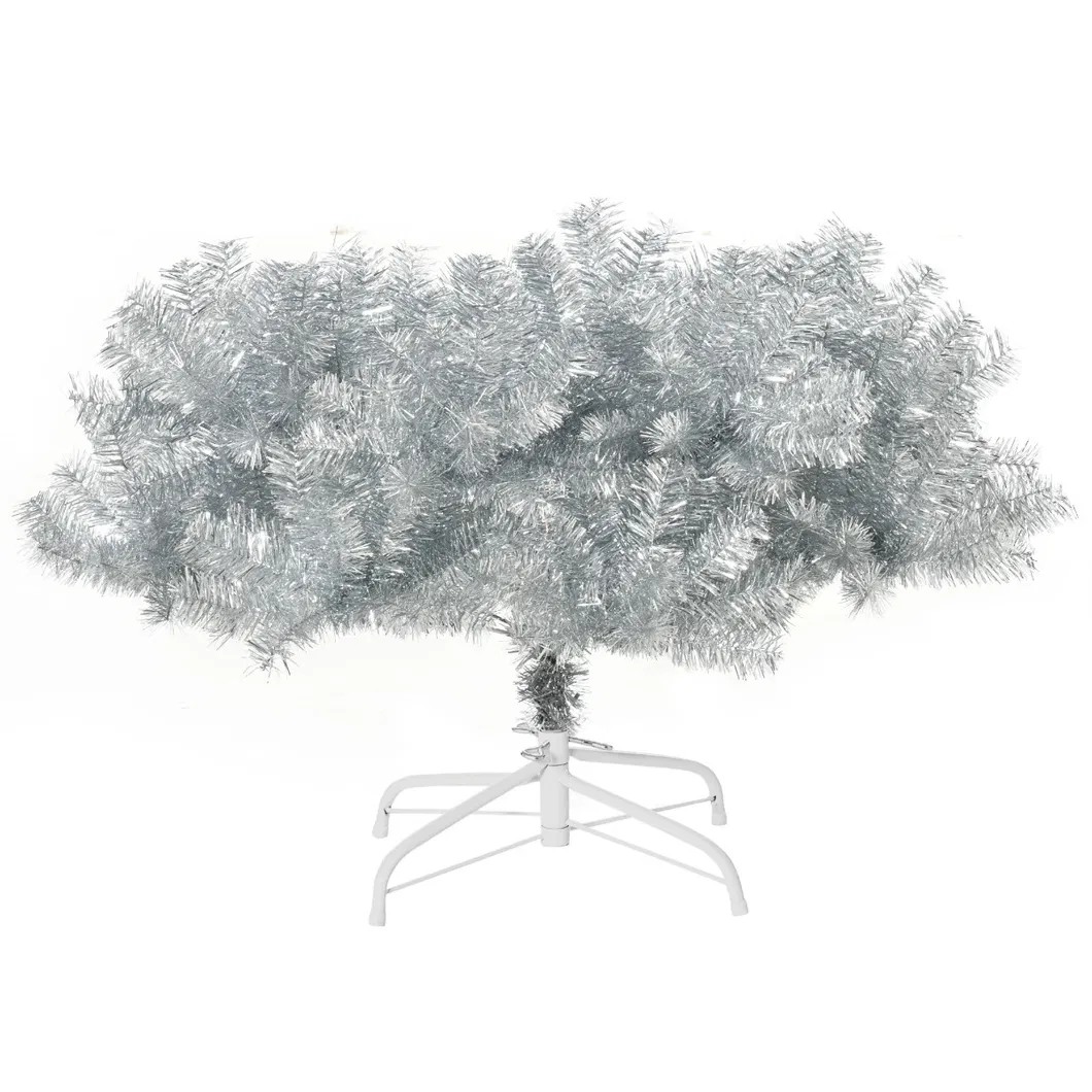 6FT Artificial Christmas Tree Full Pine Holiday Home Decoration with Silver