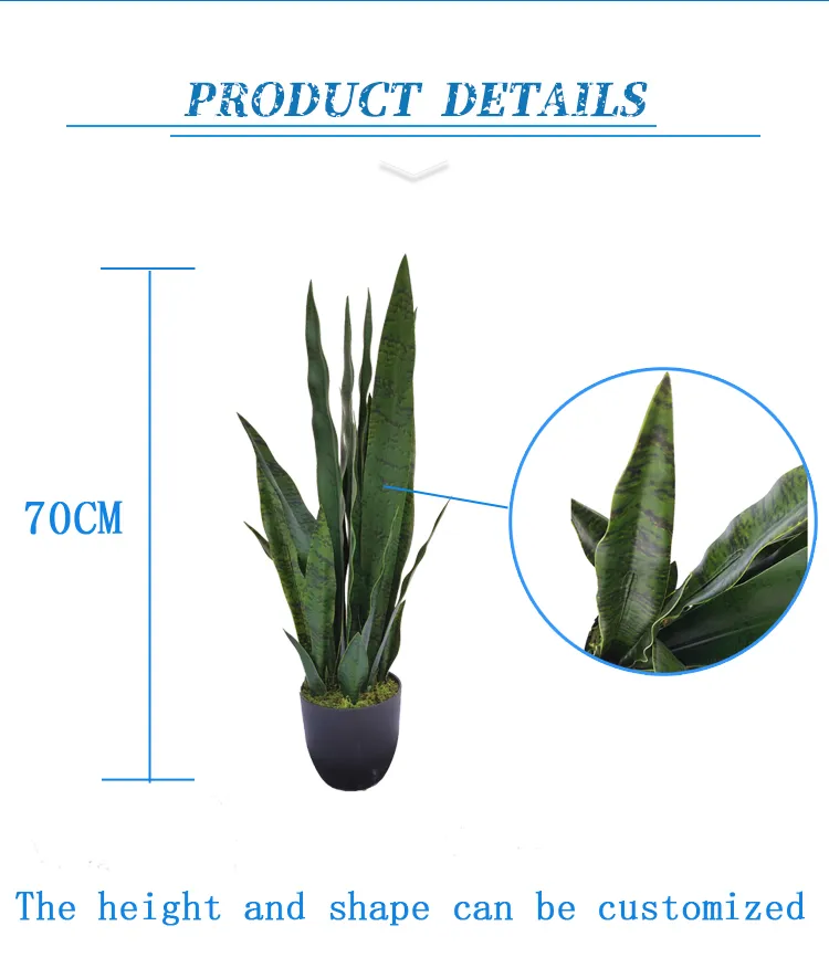 70cm Fake Snake Tree with Pot Tropical Sansevieria Plant Artificial Plant