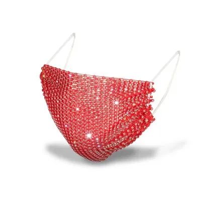 Amazon Hot Sale Sparkly Rhinestone Mesh Mask for Women, Masquerade Nightclub Party Chain Bling Crystal Face Masks