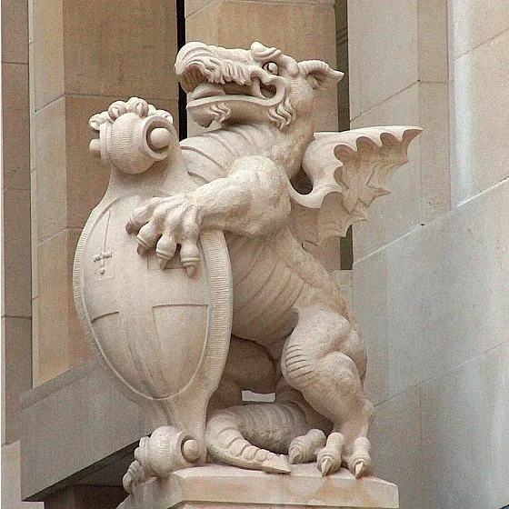 Ancient Door Ornament Marble Unique Dragon Statues