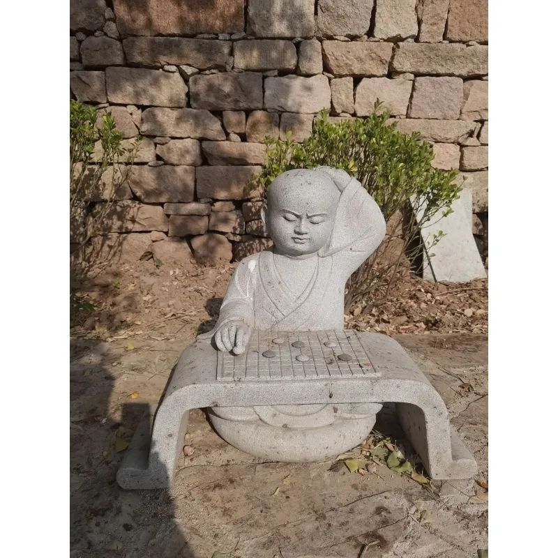 Antique Figure Carving Stone Statue Little Monk Stone Figures for Garden Decoration