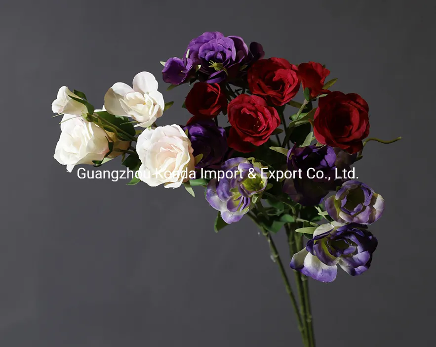 Artificial Peony with Leaves on Single Branch