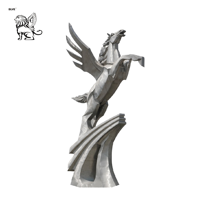Artwork Abstract Stainless Steel Pegasus Flying Horse Sculpture Sssm-64