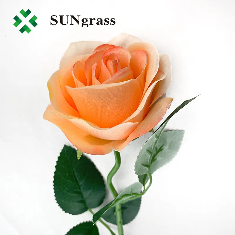 Best Selling Artificial Rose Flower Orange Color Real Touch Looking for Home Wedding All Occasions Decor