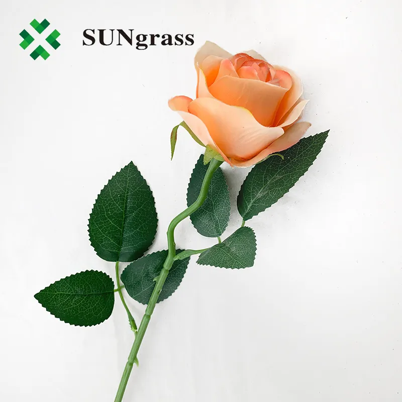 Best Selling Artificial Rose Flower Orange Color Real Touch Looking for Home Wedding All Occasions Decor
