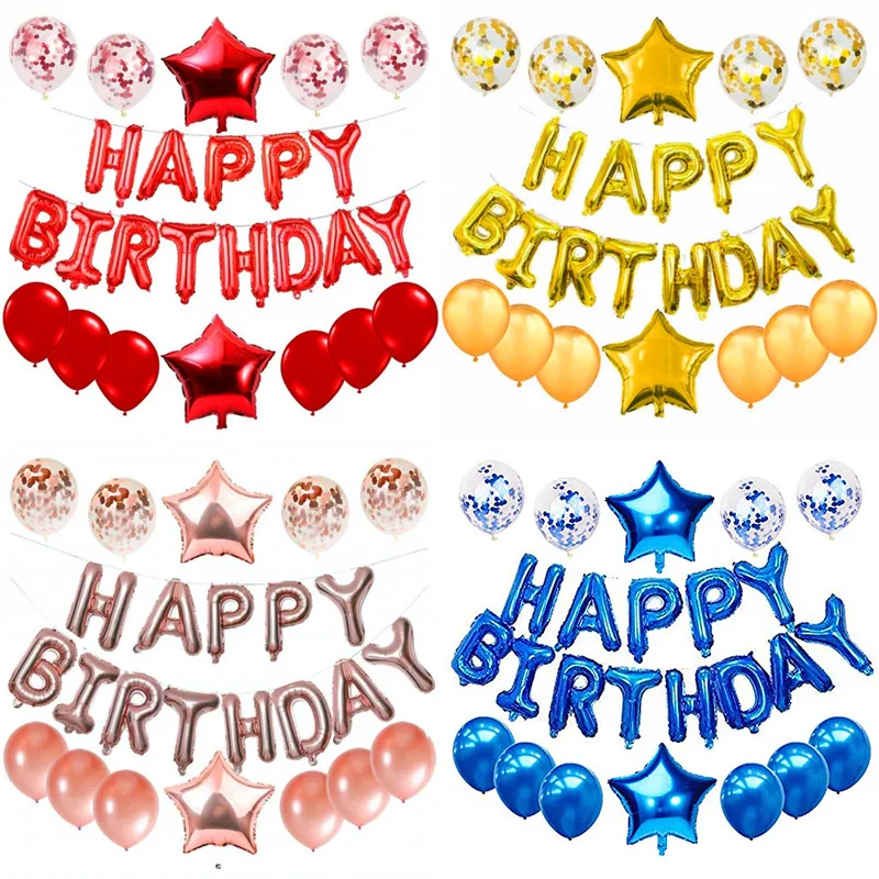 Birthday Party Decoration Scene Girl Romantic Theme Happy Birthday Balloon Set