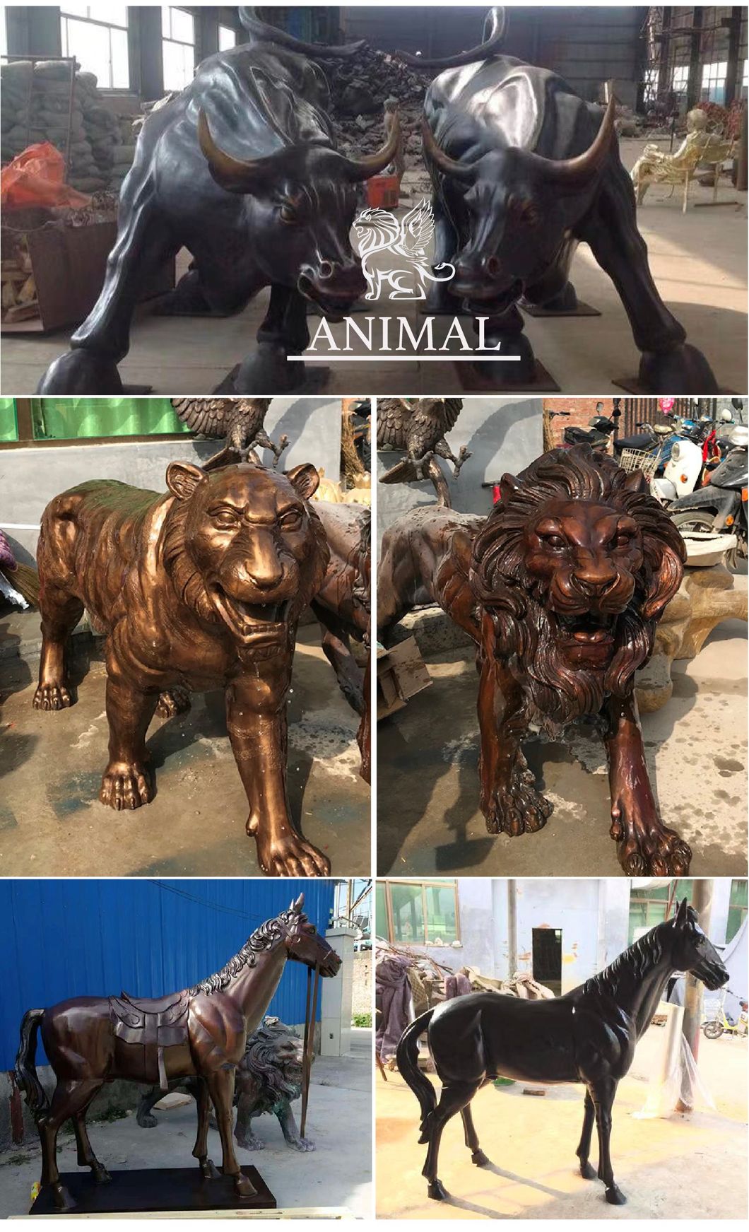 Blve Modern Outdoor Garden Art Metal Wild Ferocious Bronze Life Size Wolf Statue Sculpture