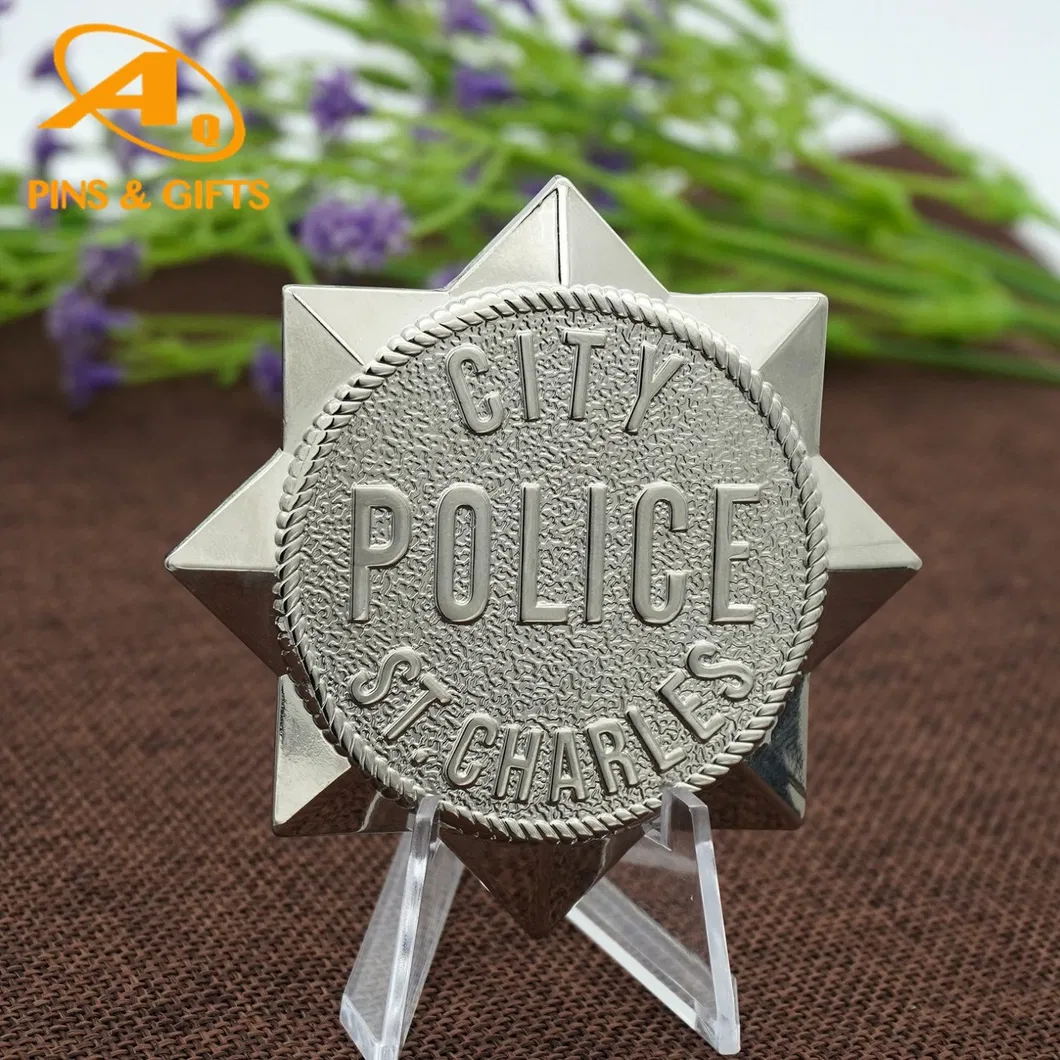 Canada in Customized Design with Zinc Alloy Factory Cheap in Special Design with 2D Logo Metal Custom Security Police Badges