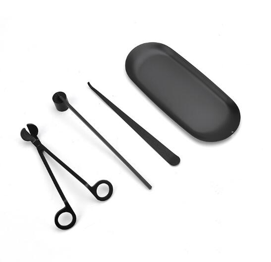 Candle Wick Trimmerwholesale 3 Pieces Matte Black Rose Gold Engraved Wick Trimmer Candle Care Kit Set
