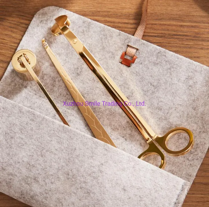 Candle Wick Trimmerwholesale 3 Pieces Matte Black Rose Gold Engraved Wick Trimmer Candle Care Kit Set