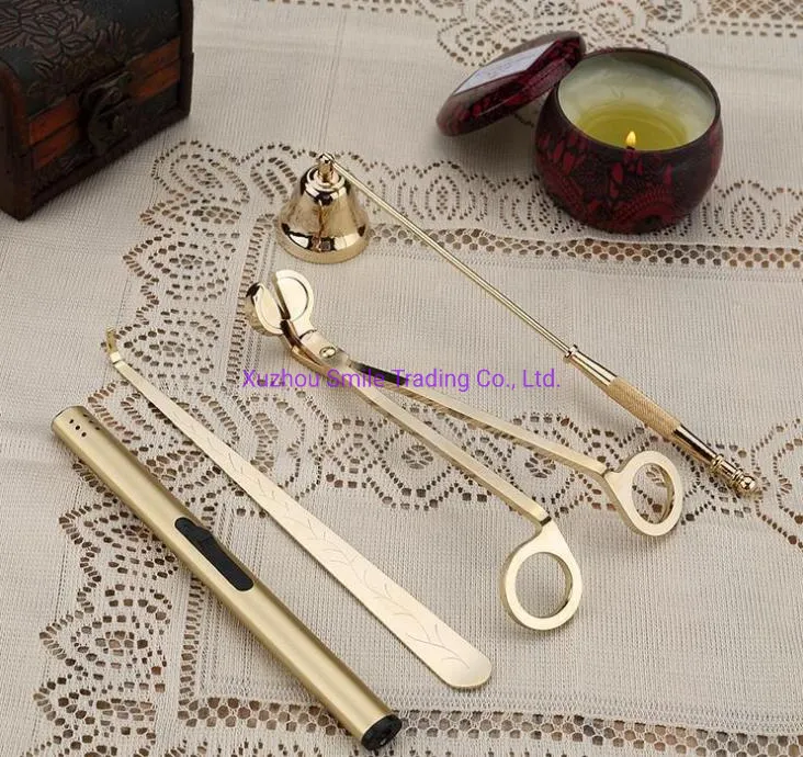 Candle Wick Trimmerwholesale 3 Pieces Matte Black Rose Gold Engraved Wick Trimmer Candle Care Kit Set