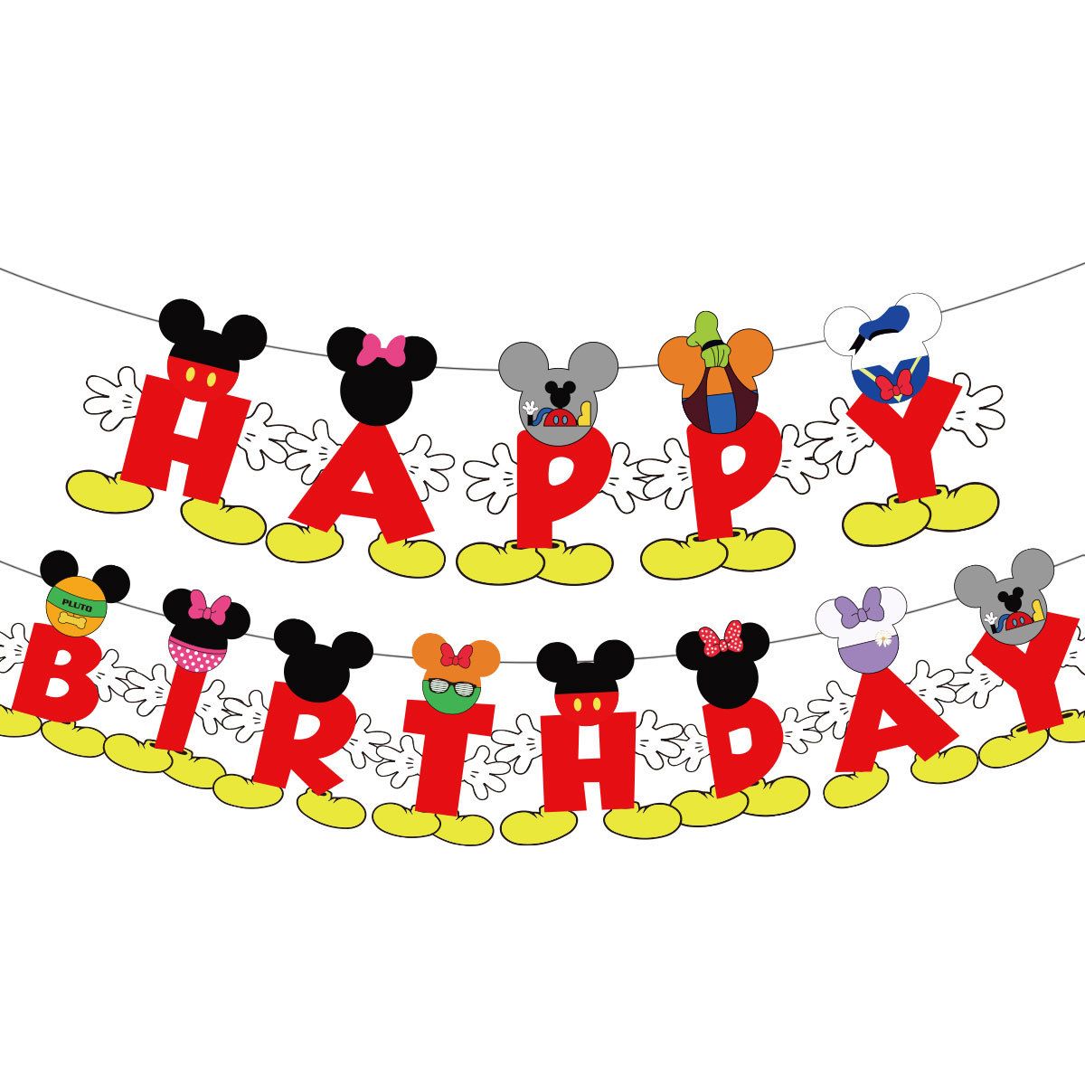 Cartoon Mickey Birthday Banner Mickey Minnie Party Decorations