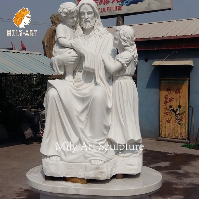 Catholic Church Classic Life Size Marble Jesus with Children Statue