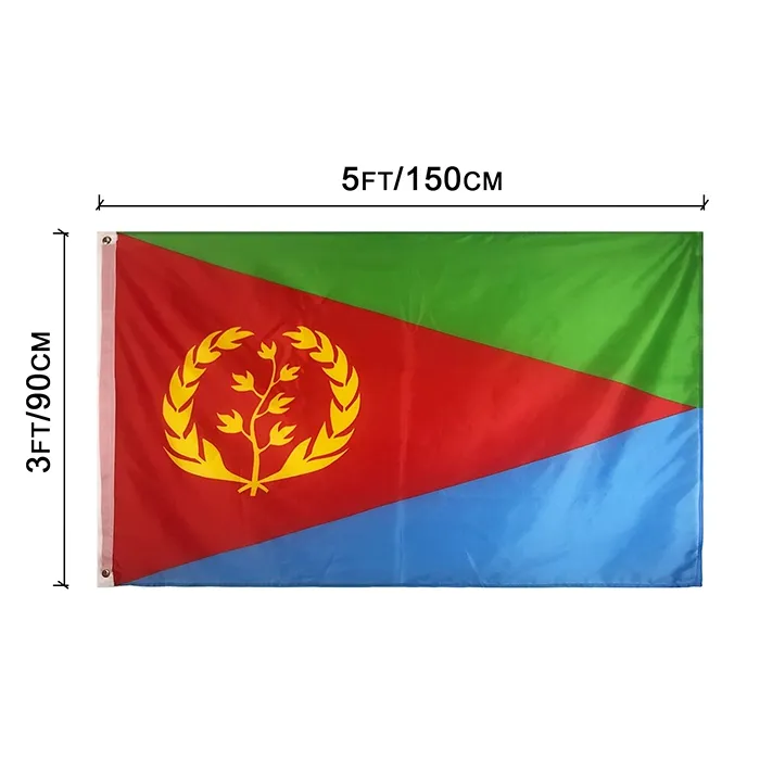 Cheap 100d Polyester 3X5FT 150X90cm Digital Printing Custom Country Eritrea Eritrean Flags