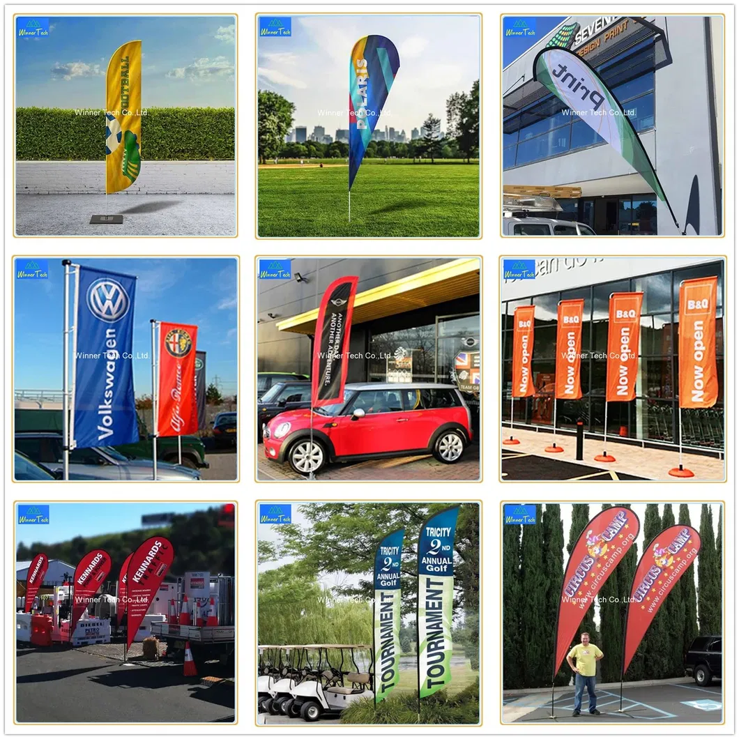 Cheap Custom Printing Polyester Outdoor Teardrop Advertising Beach Flag Banner-W00110