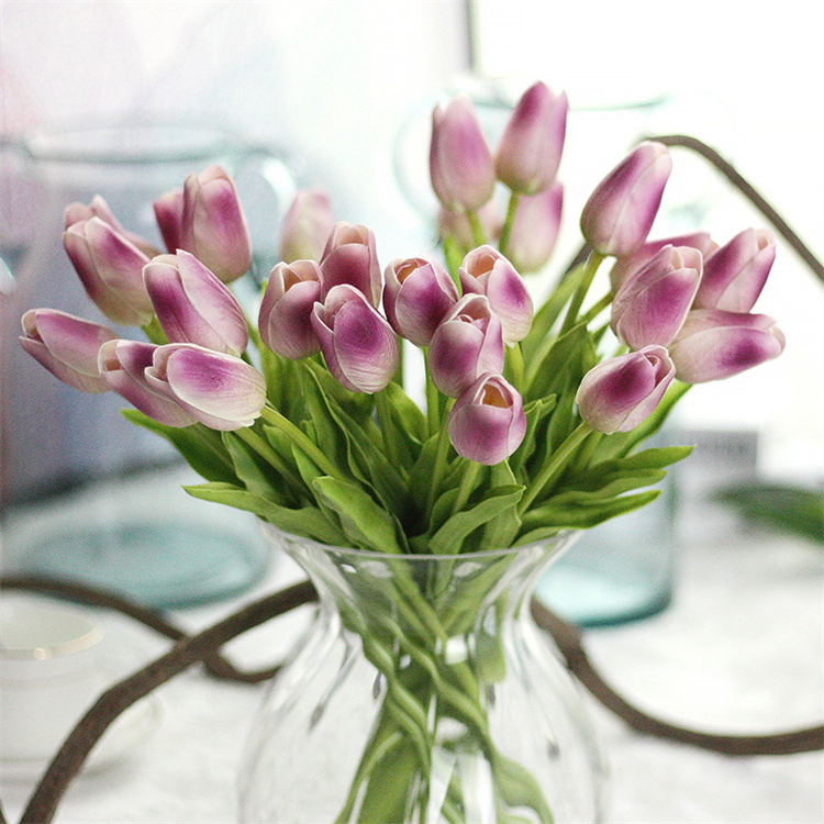 Cheap Home Decorations Artificial Colorful Flower PU Tulip