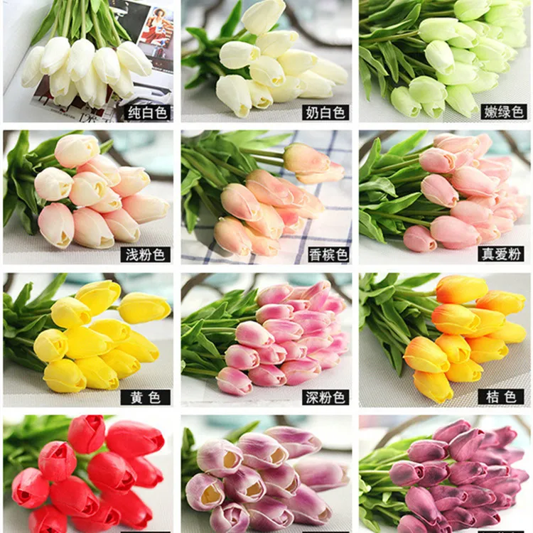 Cheap Home Decorations Artificial Colorful Flower PU Tulip