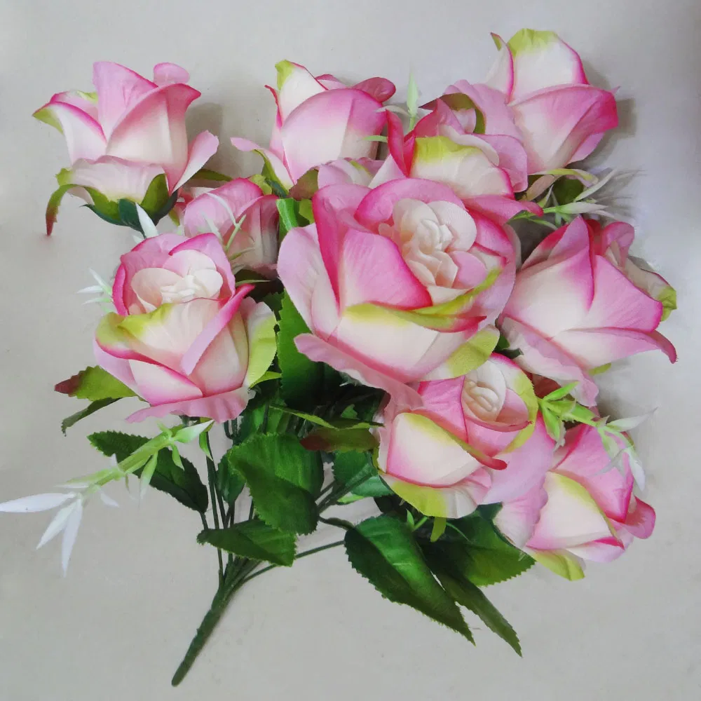 China Artificial Flower Plastic Silk Fabric Handmade Flower for Decoration