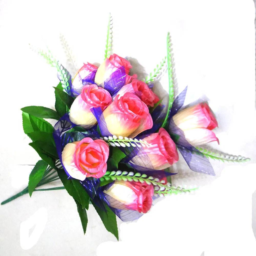 China Artificial Flower Plastic Silk Fabric Handmade Flower for Decoration