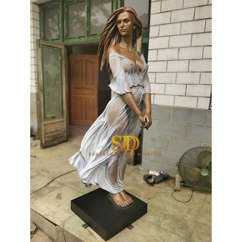 China Factory Casting Life Size Beautiful Standing Lady Bronze Statue in Stock Bronze Sculpture for Sale