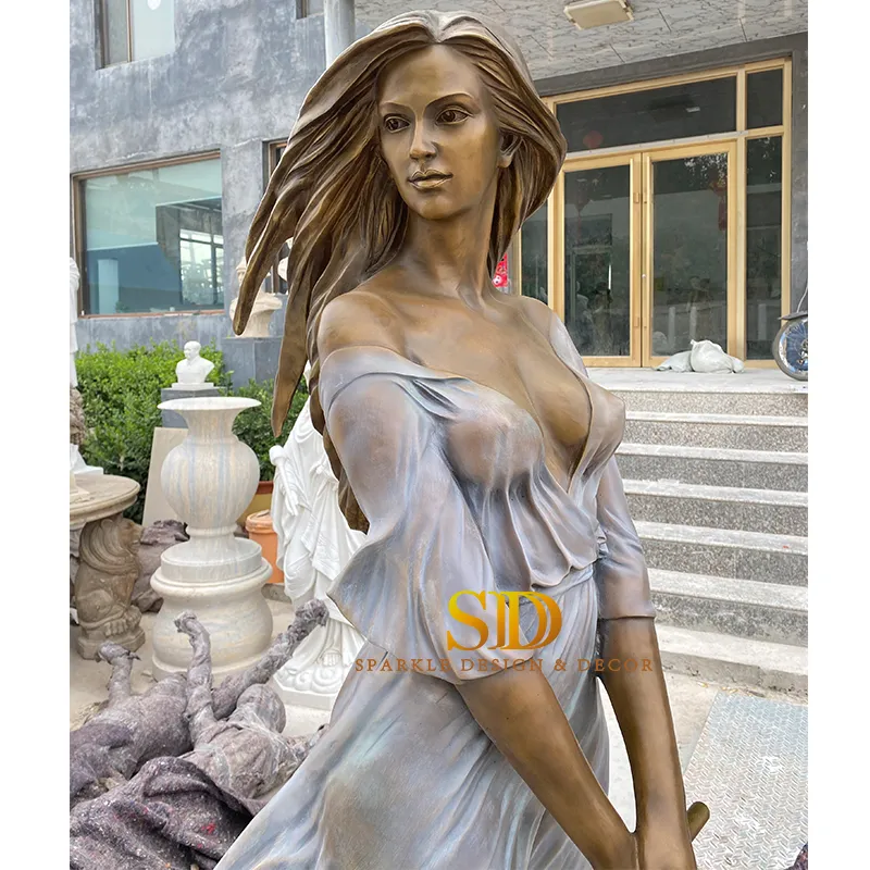China Factory Casting Life Size Beautiful Standing Lady Bronze Statue in Stock Bronze Sculpture for Sale