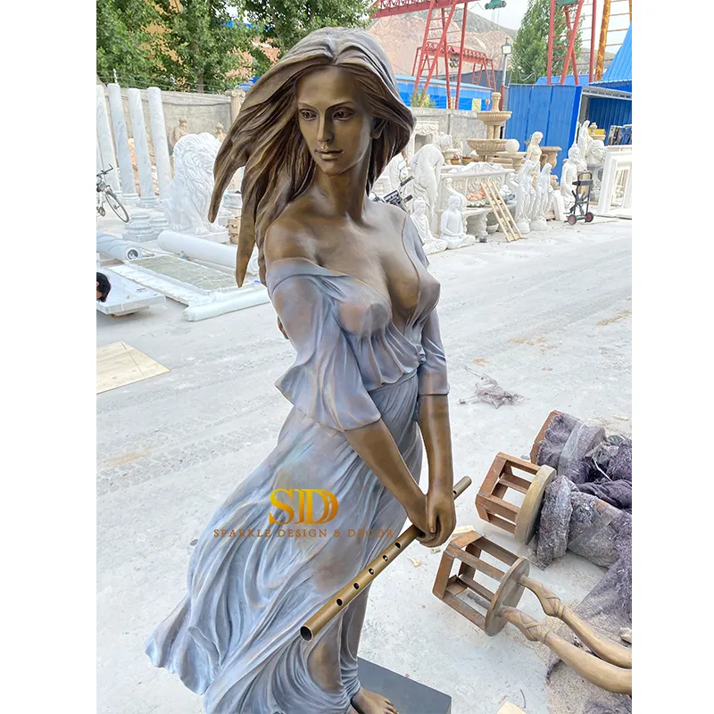 China Factory Casting Life Size Beautiful Standing Lady Bronze Statue in Stock Bronze Sculpture for Sale