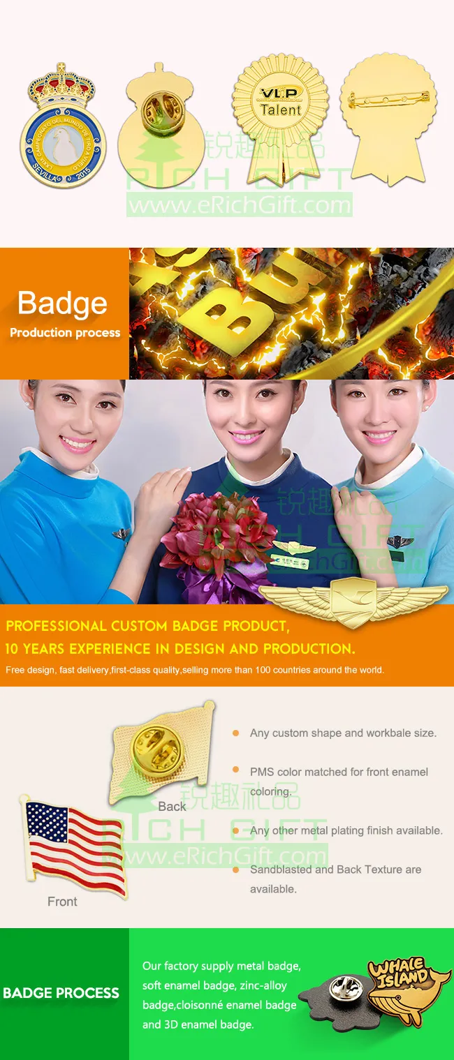 China Manufacturer Accepted Custom Business Gift Souvenir Casting Plated Painted Polished Carved Welding Sandblasting Badge with Gift Box