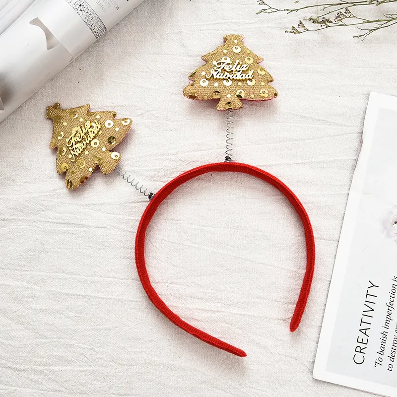 Christmas Headband Santa Xmas Party Decoration Double Hair Band Clasp Head Hoop Hb-1003